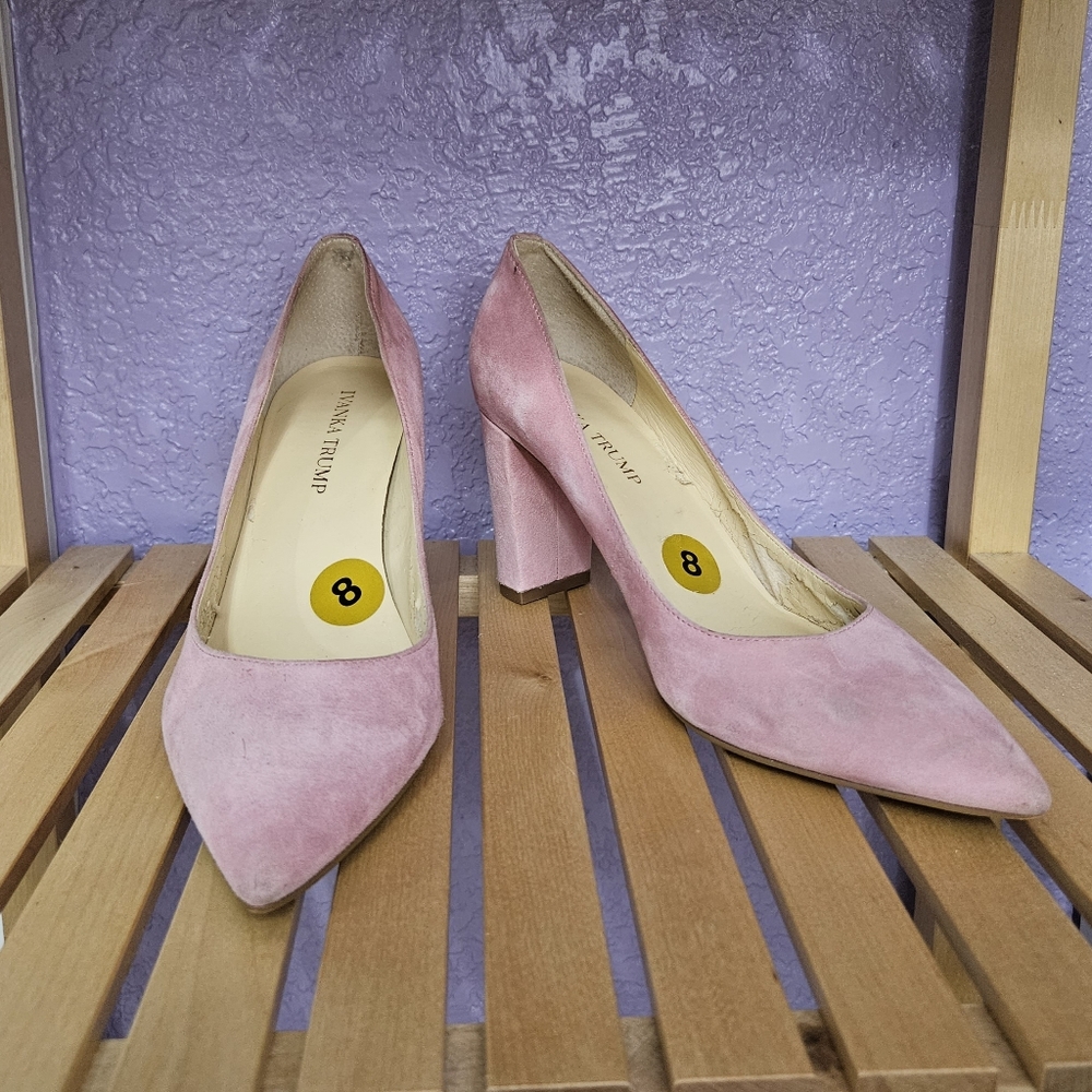 Pink Suede Ivanka Trump Pointed Heels Size 8